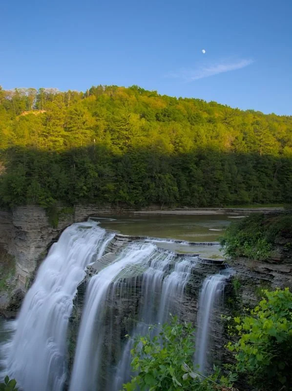 Moon Rising over Middle Falls - Letchworth State Park NY