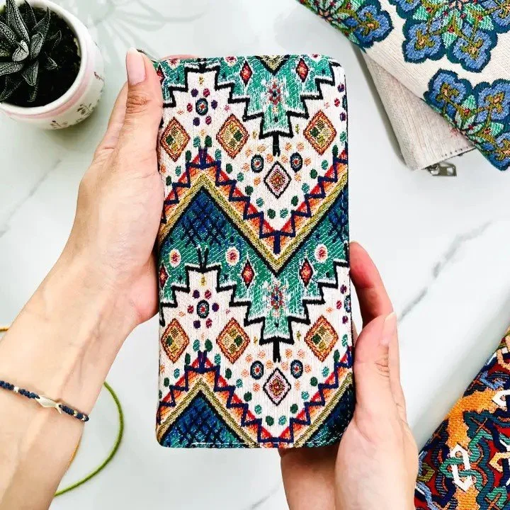 Western Patchwork design zip around wallet