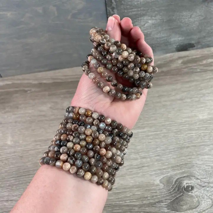 🖤6mm  Black Moonstone Stretch Bracelet — Embrace Intuition & Inner Calm
