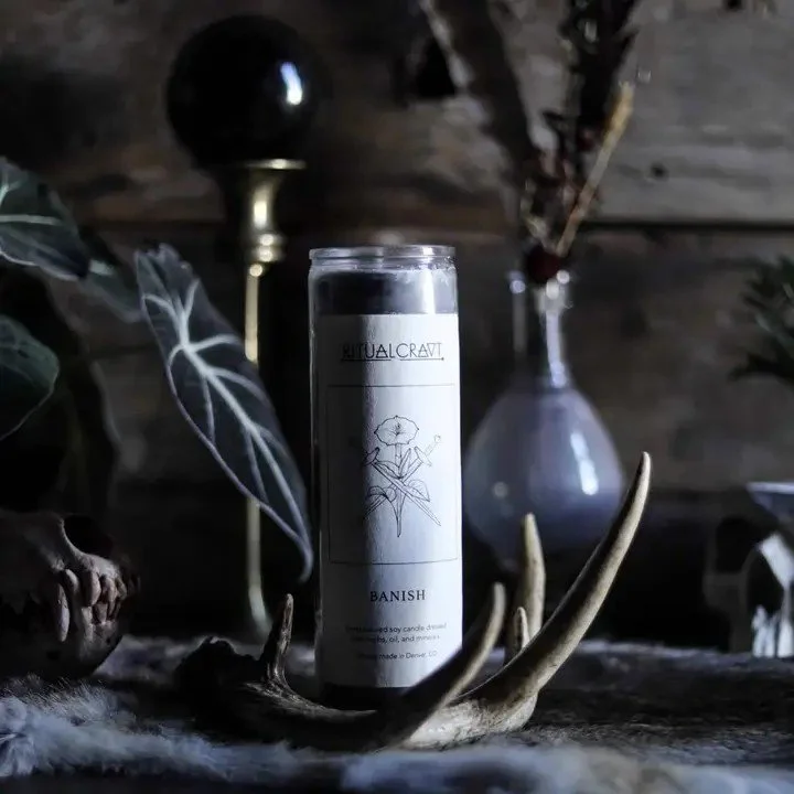 Fully dressed intention candle - Banish