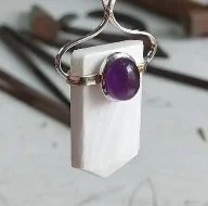 Scolecite and Amethyst Pendant
