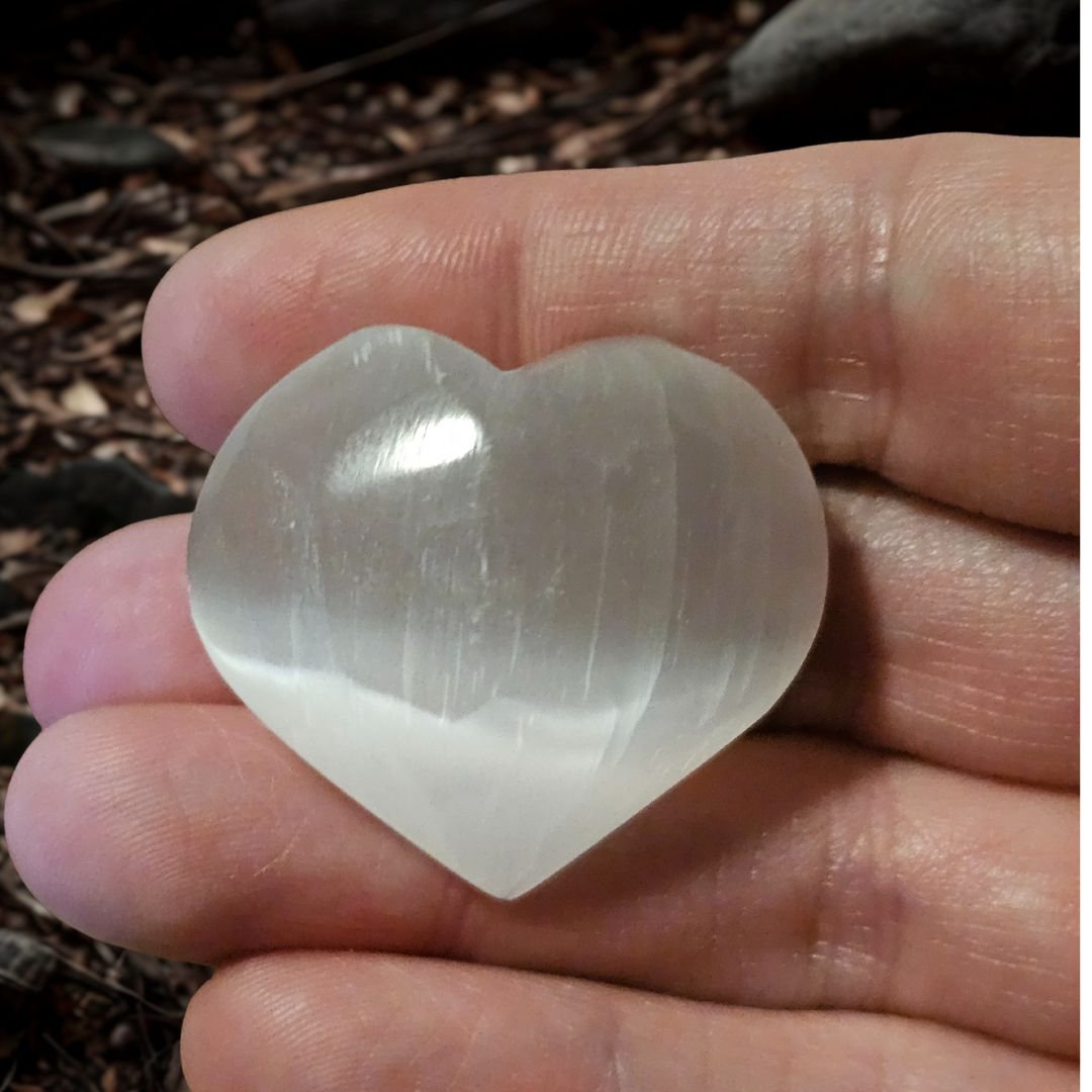 1.5" Puffy Selenite Heart - Clarity, Purification