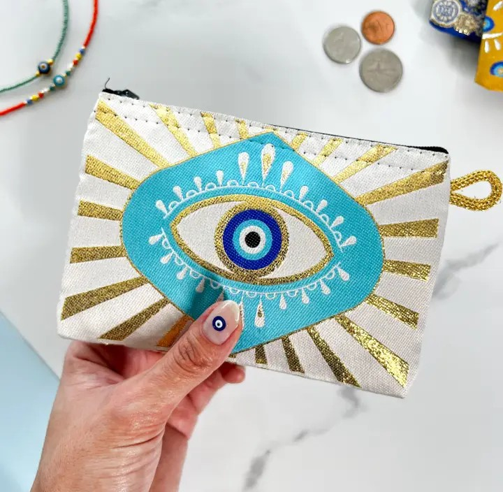 Evil Eye coin purse -White