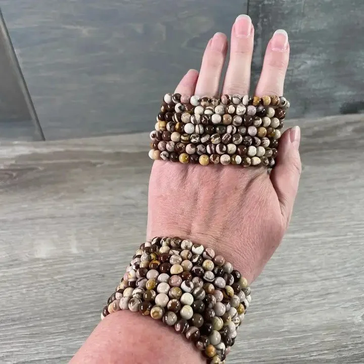 Peanut Jasper Beaded 6mm Stretch Bracelet — Nurture, Resilience & Inner Harmony