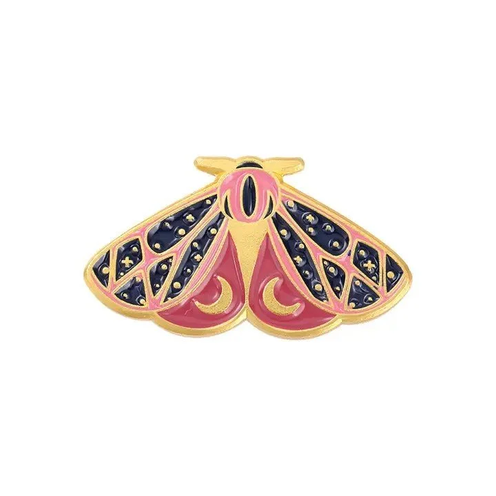 Celestial Moth Alloy Enamel Pin - Blue/Red