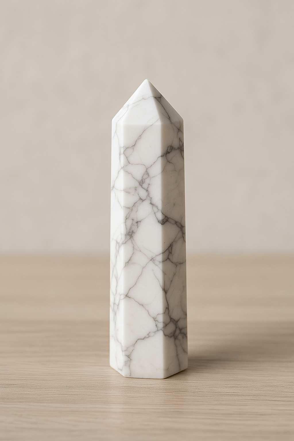 Genuine  Howlite Obelisk — Calming Focus & Spiritual Expansion