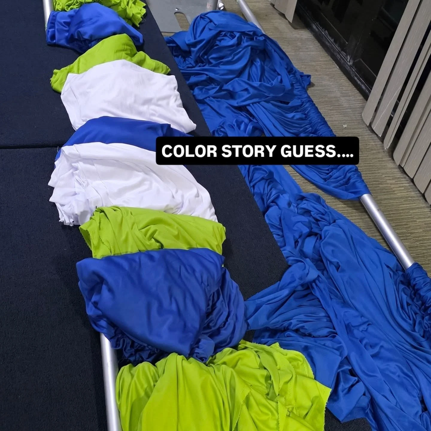 Blue 💙 Green 💚 White 🤍 &mdash; what does this combo make you think of?

Right now, it&rsquo;s&nbsp;just fabric.
But soon&hellip; it&rsquo;s about to make a statement that commands attention 💙💚🤍

These colors aren&rsquo;t random, Queen 👑 &mdash