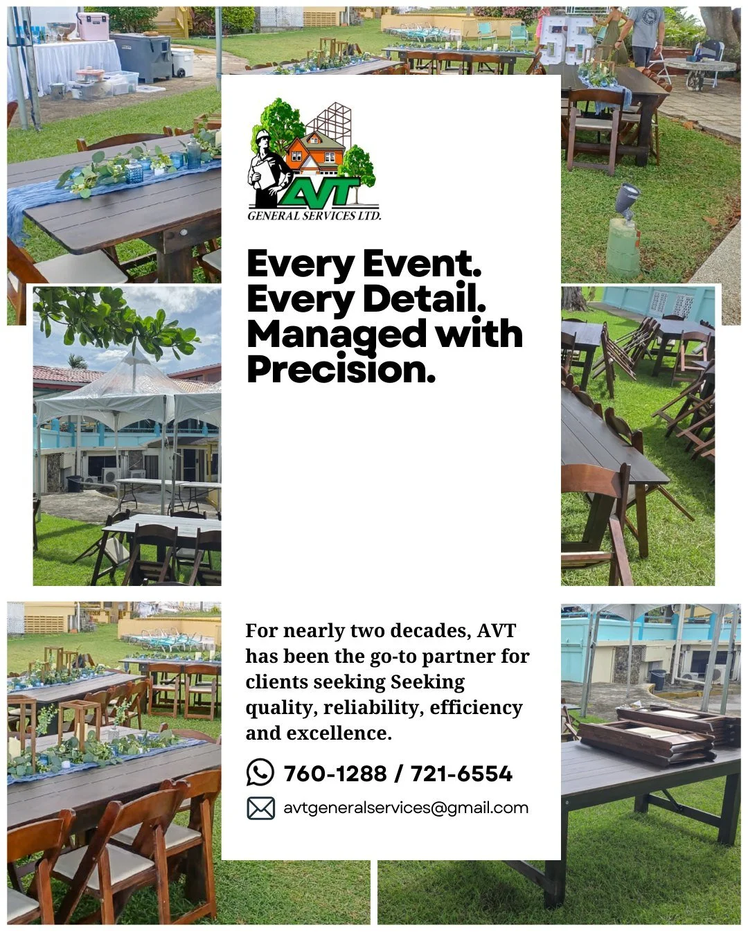 ✨ AVT General &mdash; Professional. On time. No stress.
Our past clients love us (and you will too!) 💬
Real reviews. Real setups. Real support.
📞 Chat with us now. Your event = Our priority.
#EventStyle #ChairRentals #WeddingInspo #avtgeneralservic