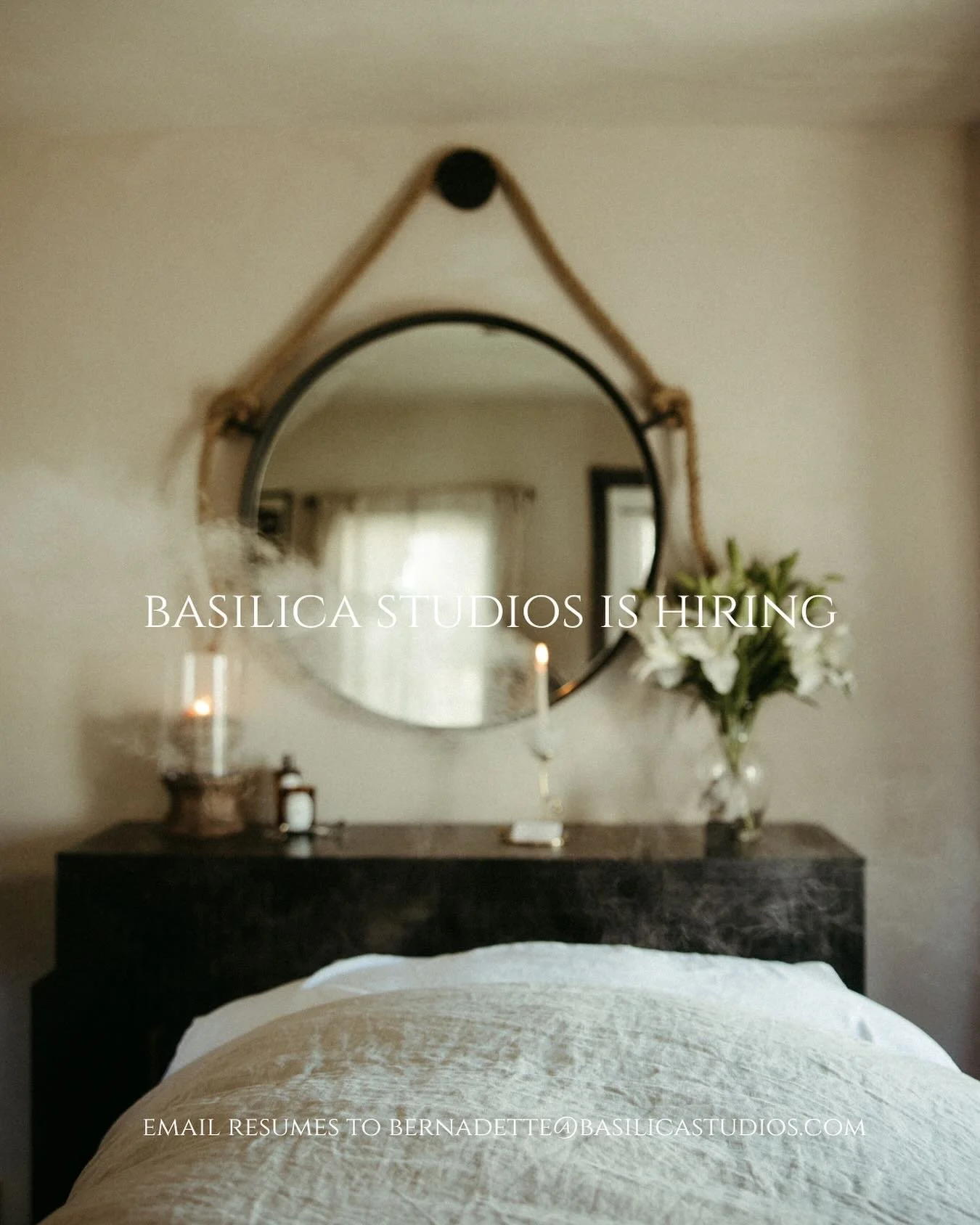 Basilica Studios is hiring for a lead esthetician role
Email resumes to Bernadette@basilicastudios.com

A lucrative opportunity for an established esthetician to work with niche, luxury products in a newly renovated studio and entrepreneurial environ