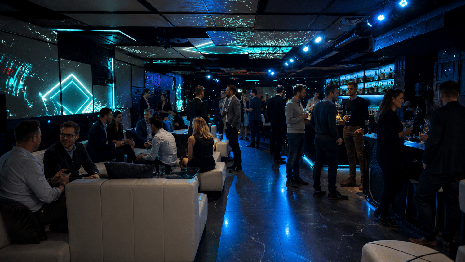 Guests at a private event in the U9 Lounge