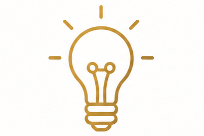 Outline of a light bulb with rays emanating from it.