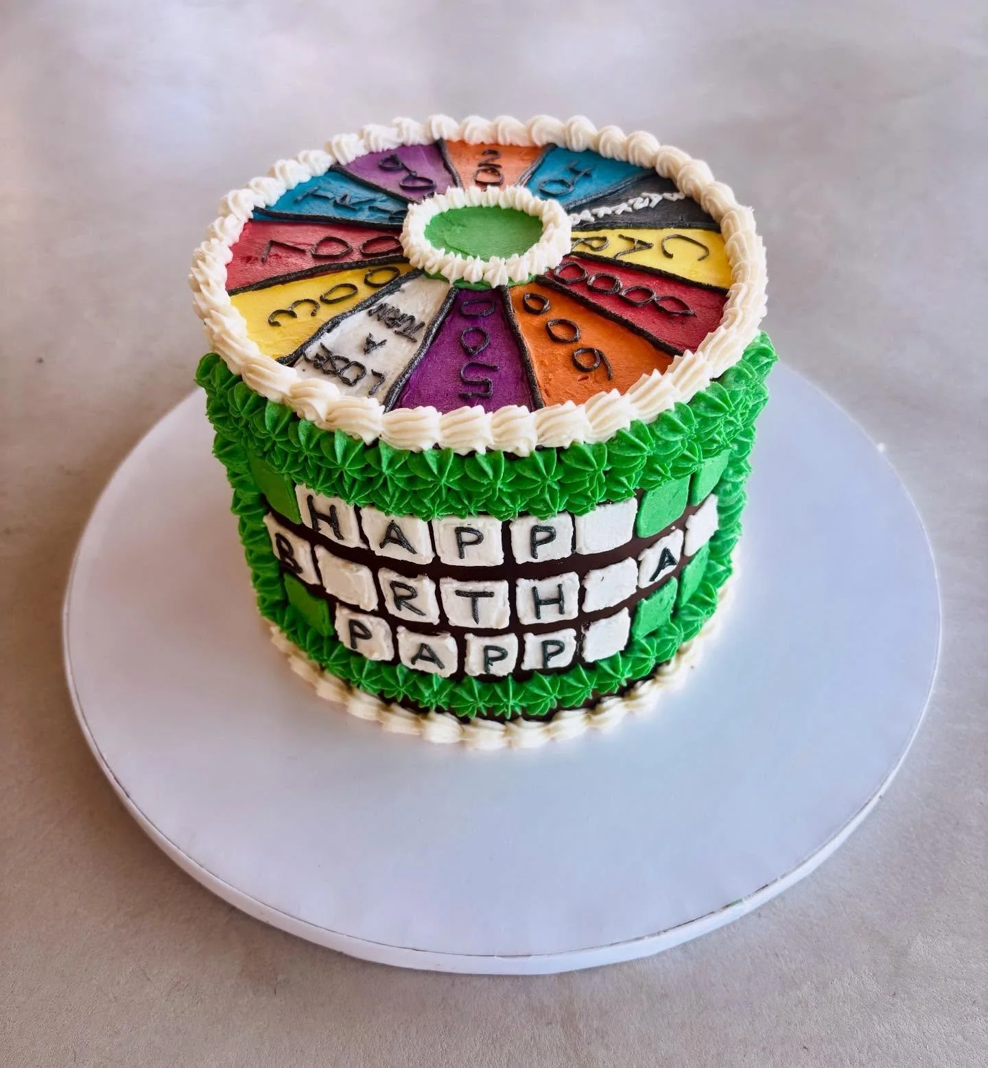 Wheel of fortune cake for my dads birthday! Happy birthday Pappy!