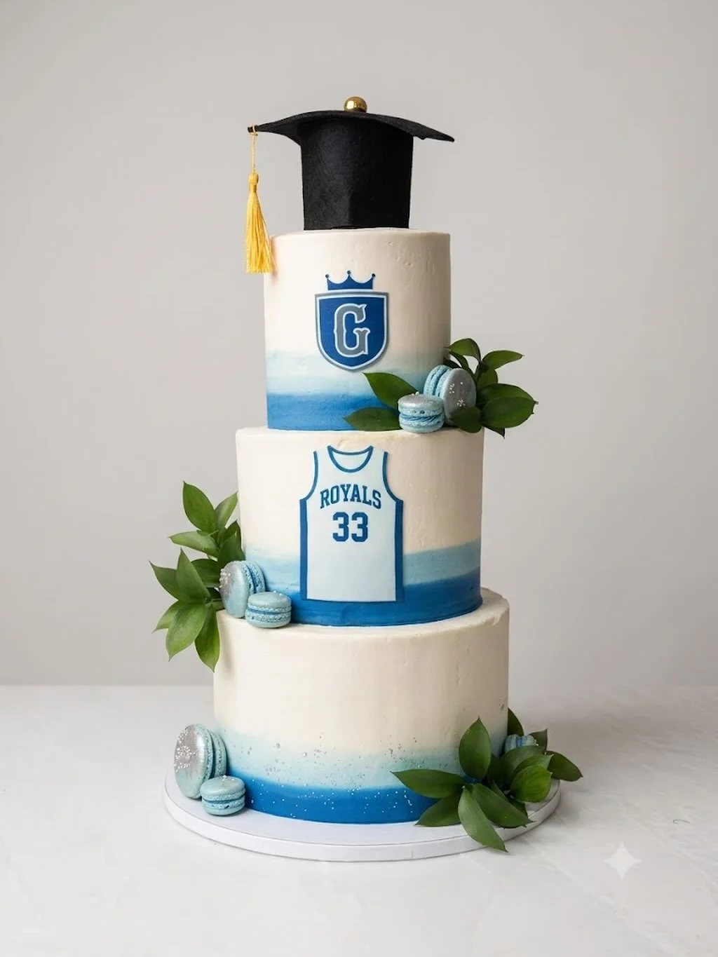 Happy graduation season! 🎓💙

Vanilla cake with white chocolate ganache and raspberry mousse 🍰

#graduationcake #tieredcake #ombrecake