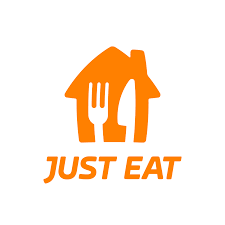 Just Eat logo with orange house, fork, and knife