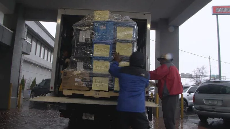 Friday morning, SOS delivered 3,500 pounds of personal hygiene items, gloves, cleaning supplies and a hospital bed.(WAVE)