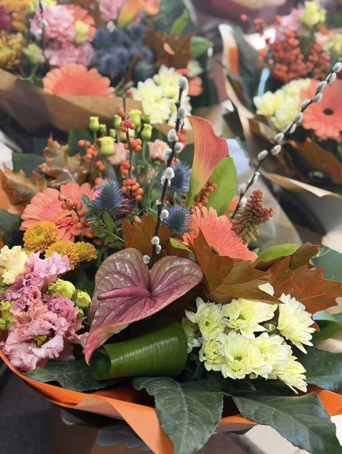Autumn Rainbow colourful autumn fresh flower bouquet by Blossom's House of Flowers