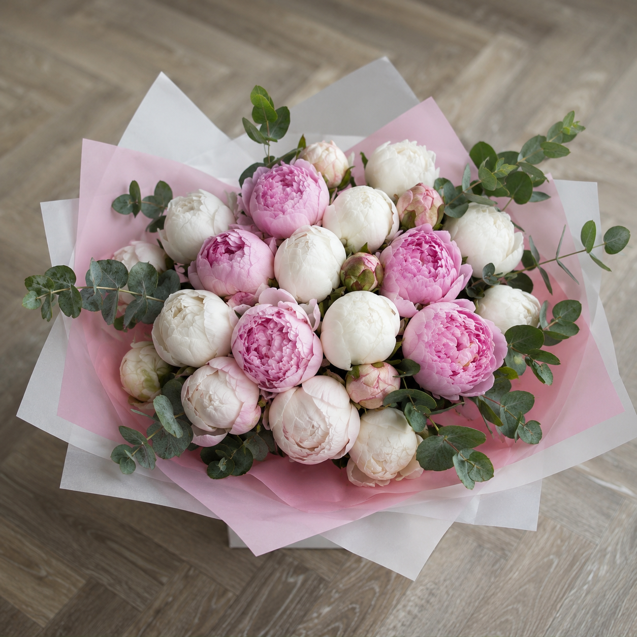 Peony Pink & White Fresh Flower Arrangement