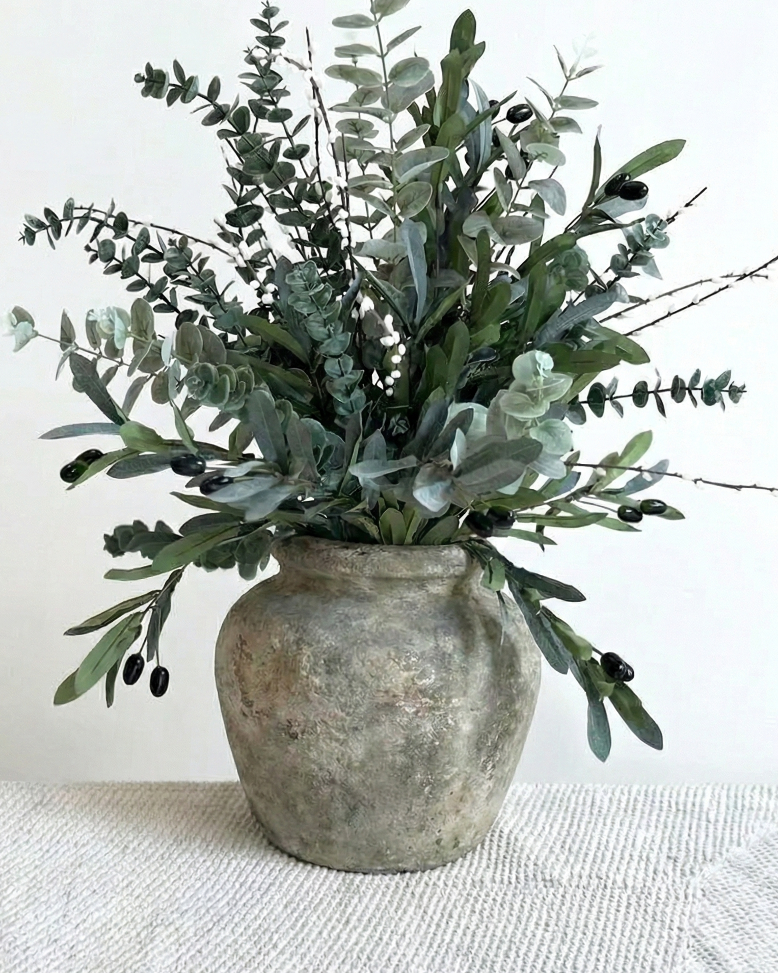 Faux Green Eucalyptus Foliage Wild Arrangement