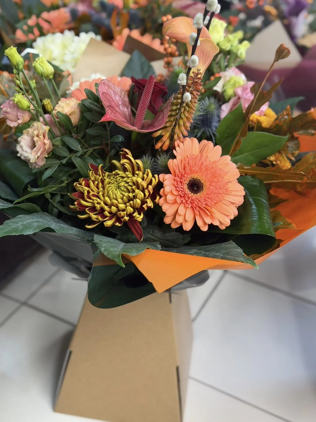 Autumn Rainbow colourful autumn fresh flower bouquet by Blossom's House of Flowers