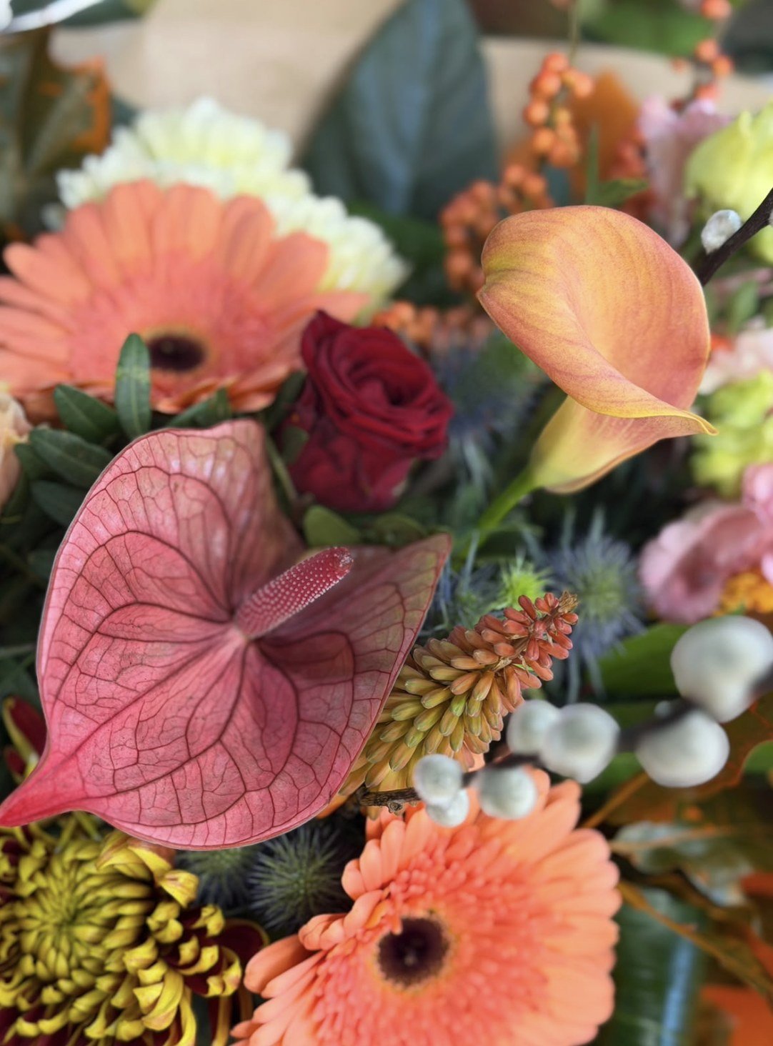 Autumn Rainbow colourful autumn fresh flower bouquet by Blossom's House of Flowers