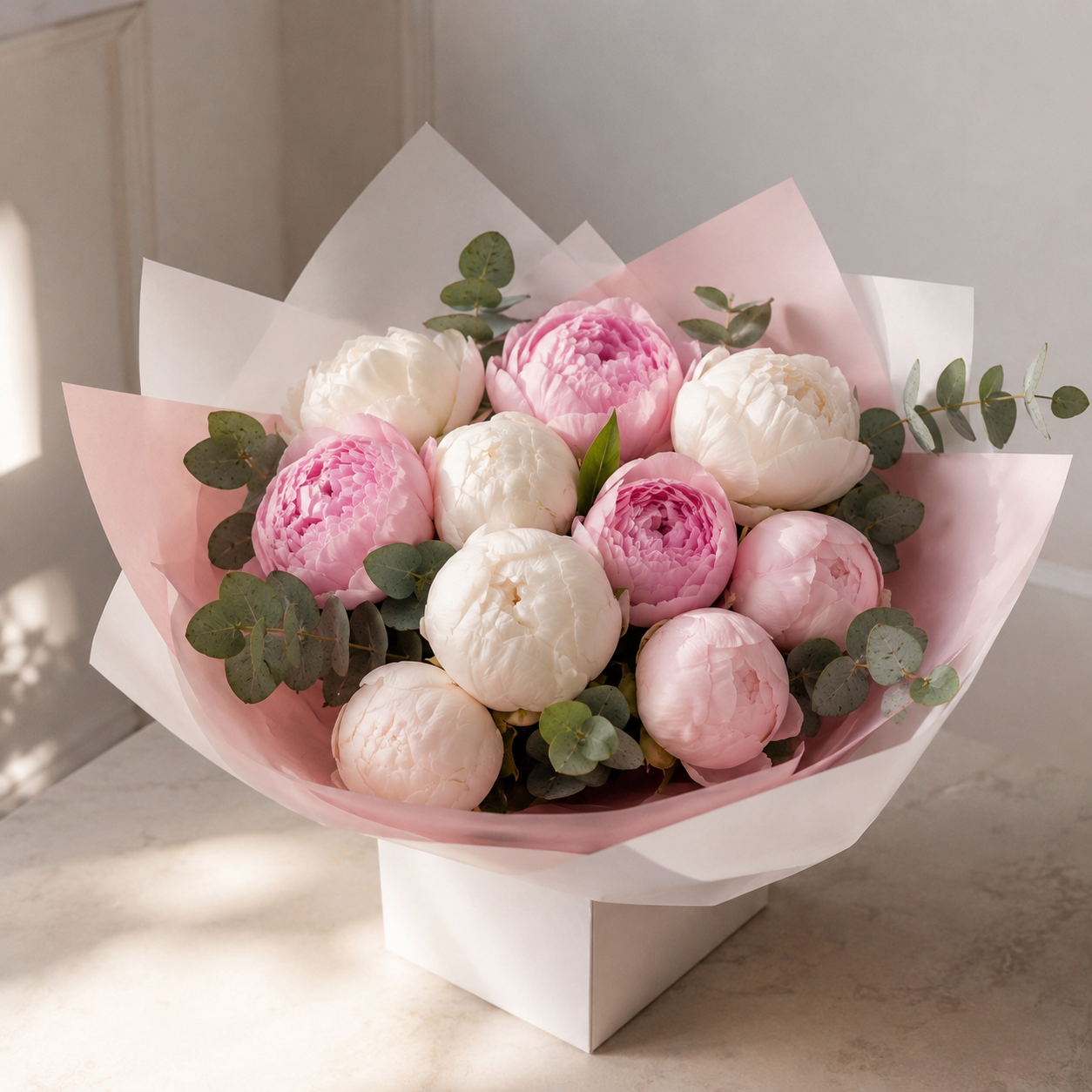 Peony Pink & White Fresh Flower Arrangement