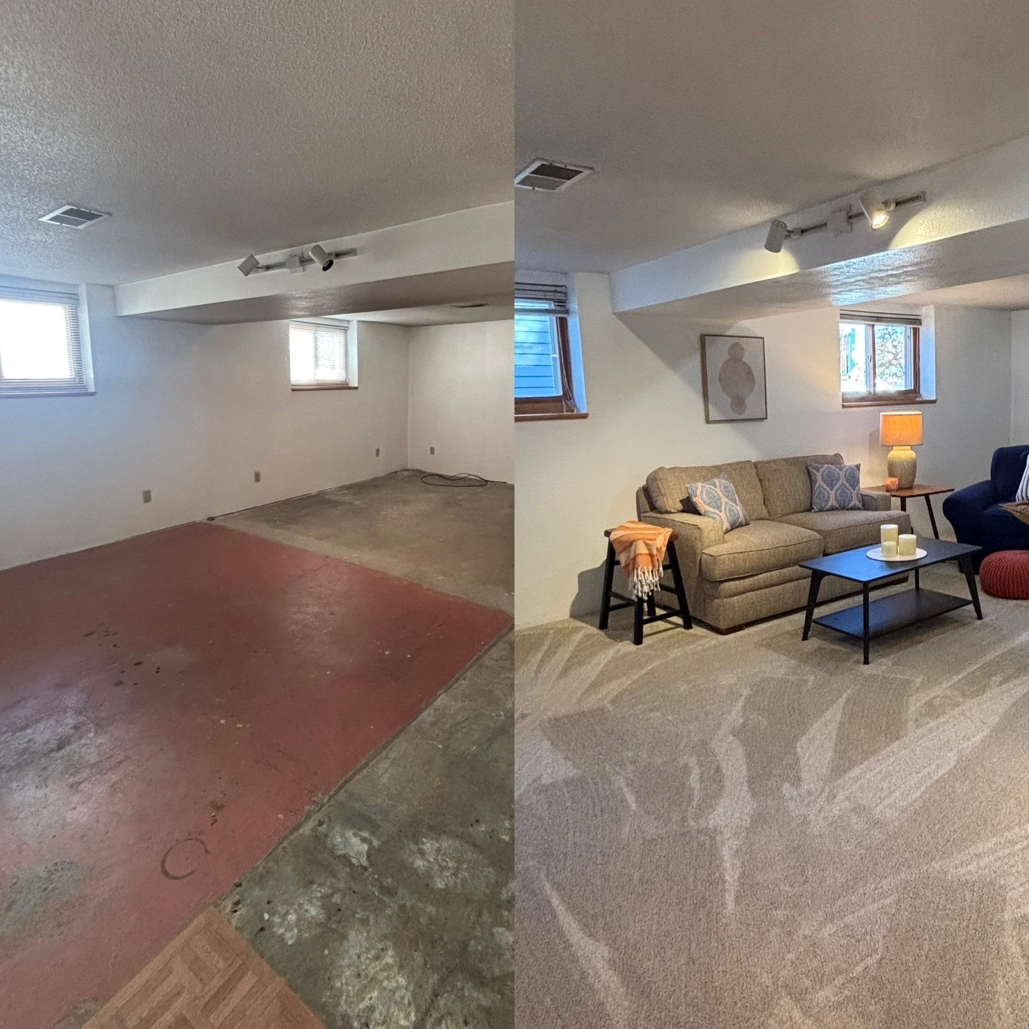 Basement Before & After - Staging