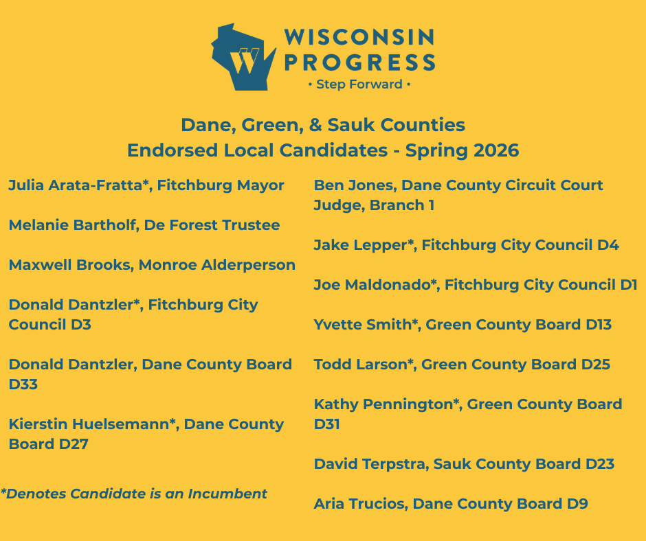 Dane, Green, Sauk Counties Round 1 Spring Endorsed Candidates.png