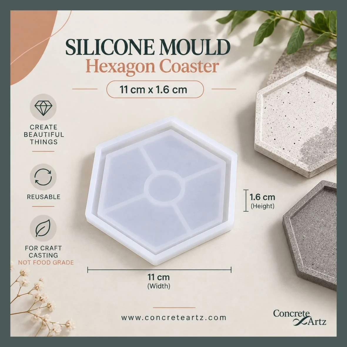 Coaster Hexagon 11cm