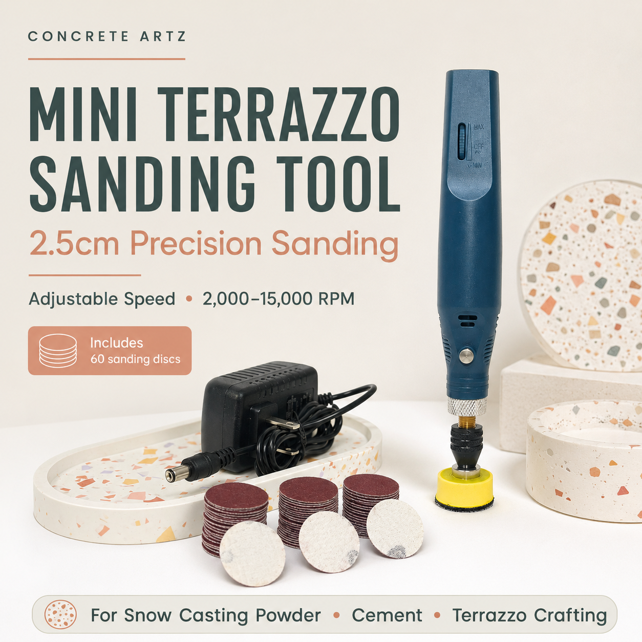 Sanding Tool Adjustable Speed | Terrazzo