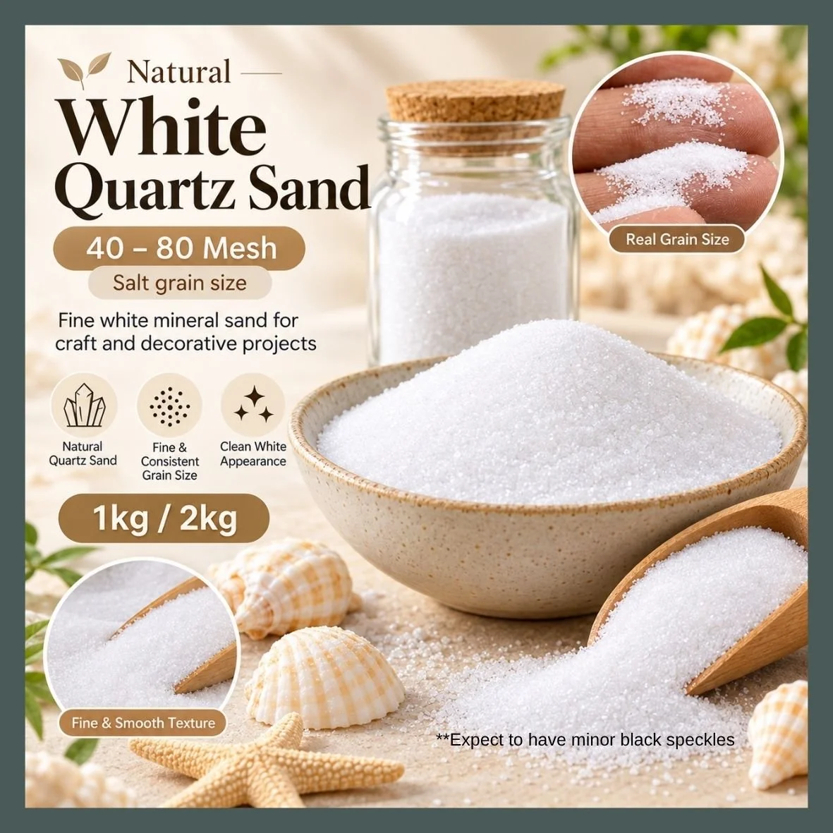 Natural White Quartz Sand 40–80 Mesh | Craft, Resin & Decorative Sand Singapore