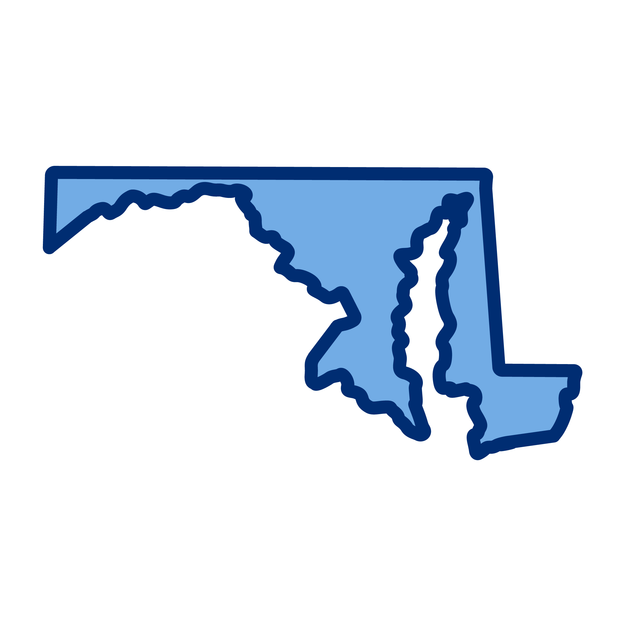 Outline map of the state of Florida in shades of blue with a black background.