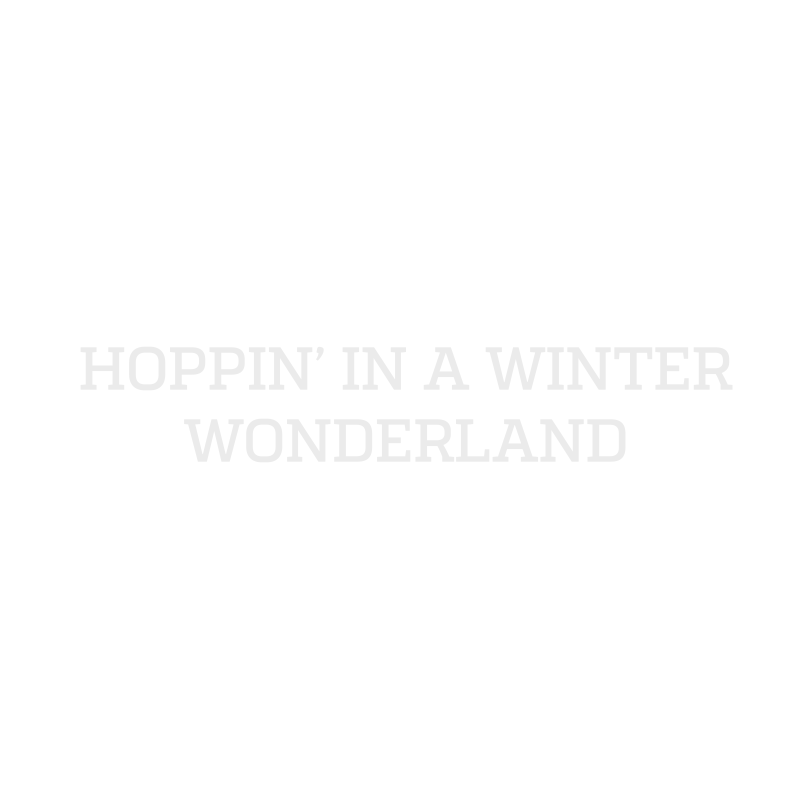 Text saying 'Hoppin' in a Winter Wonderland' with no visible objects or scenery