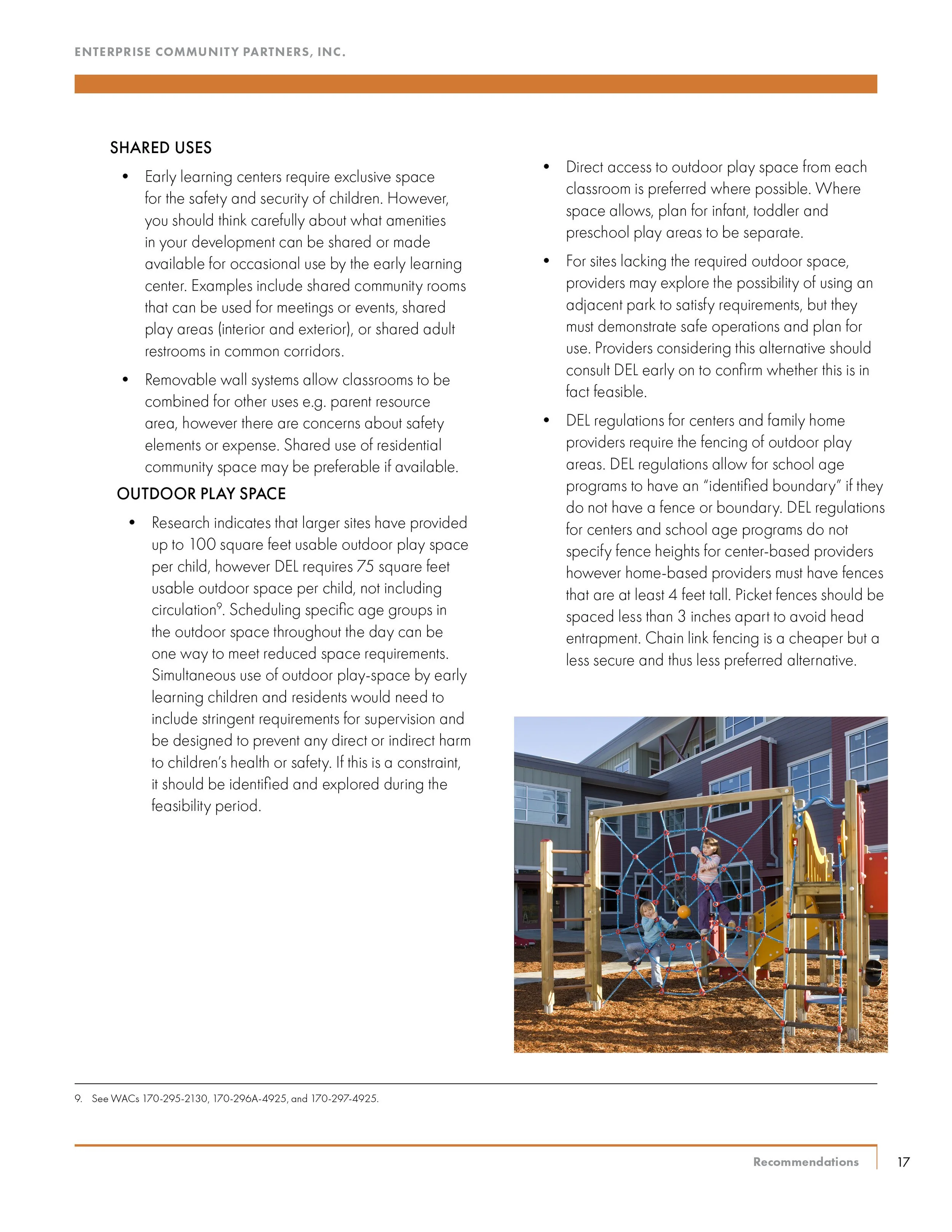 Children playing on outdoor playground equipment with a building in the background.