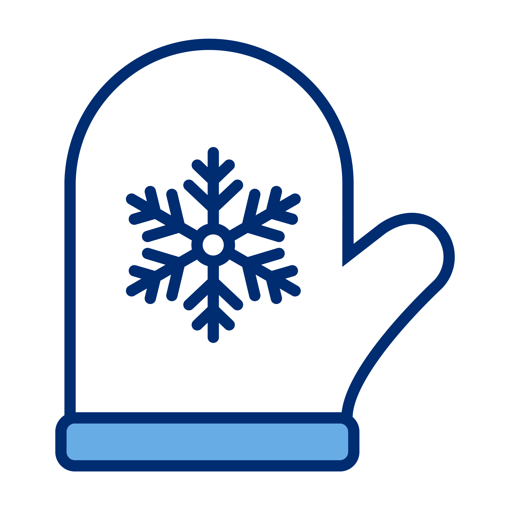 Winter mitten with snowflake design