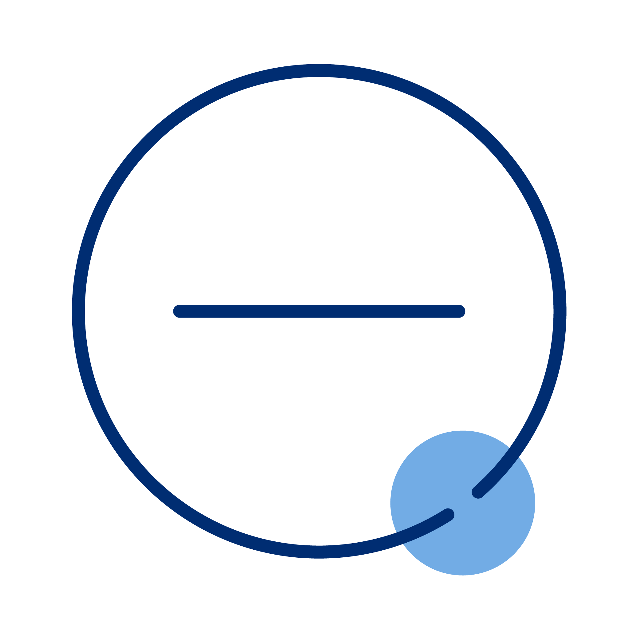 A diagram of an atom with a blue nucleus, orbiting electrons, and labeled parts including protons, neutrons, and electrons.