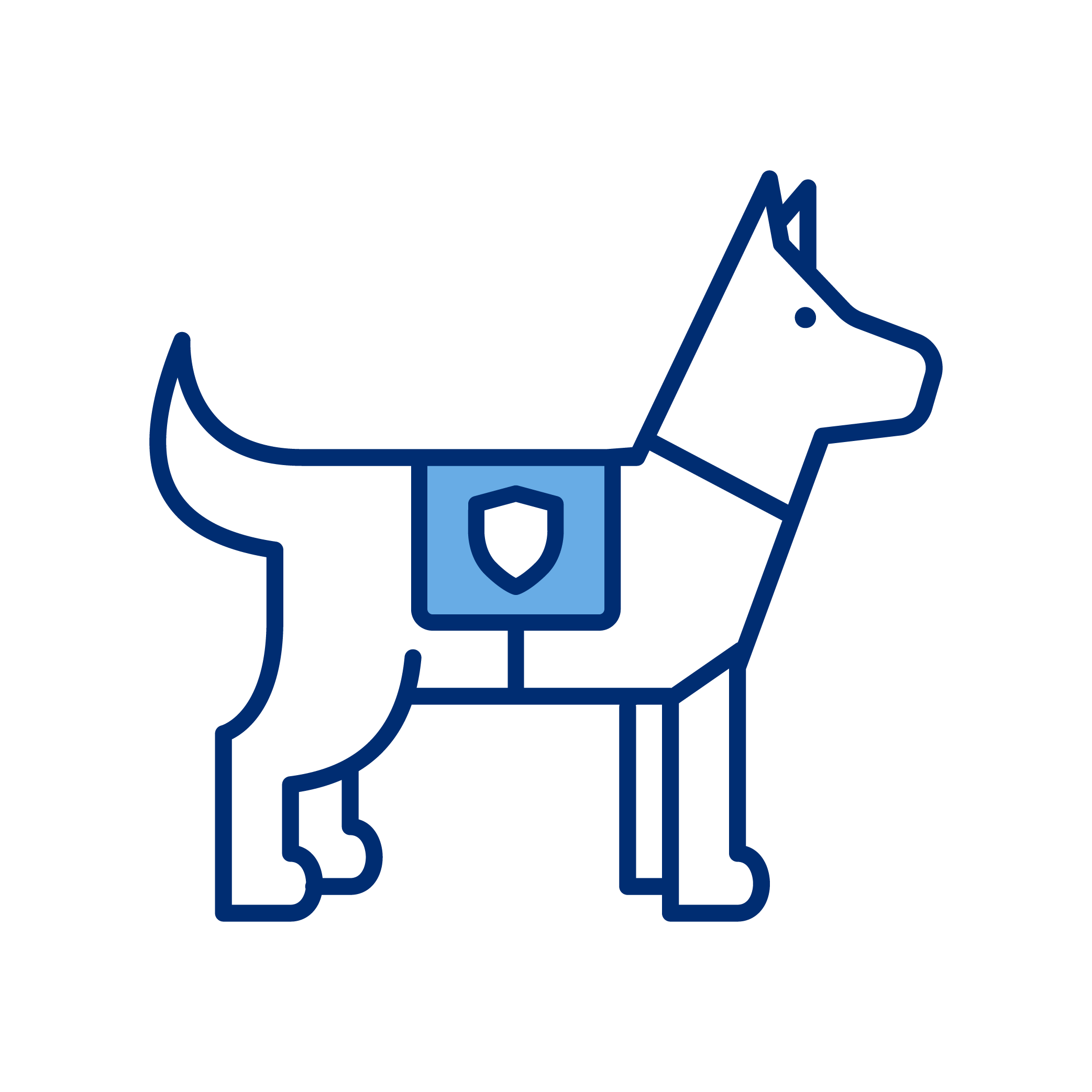 Icon of a police dog with a shield on its chest.