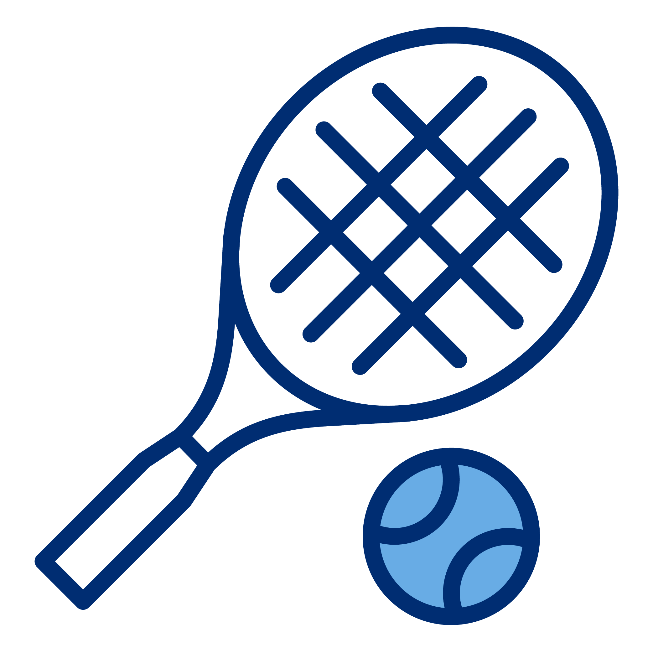 Icon of a tennis racket with a tennis ball.