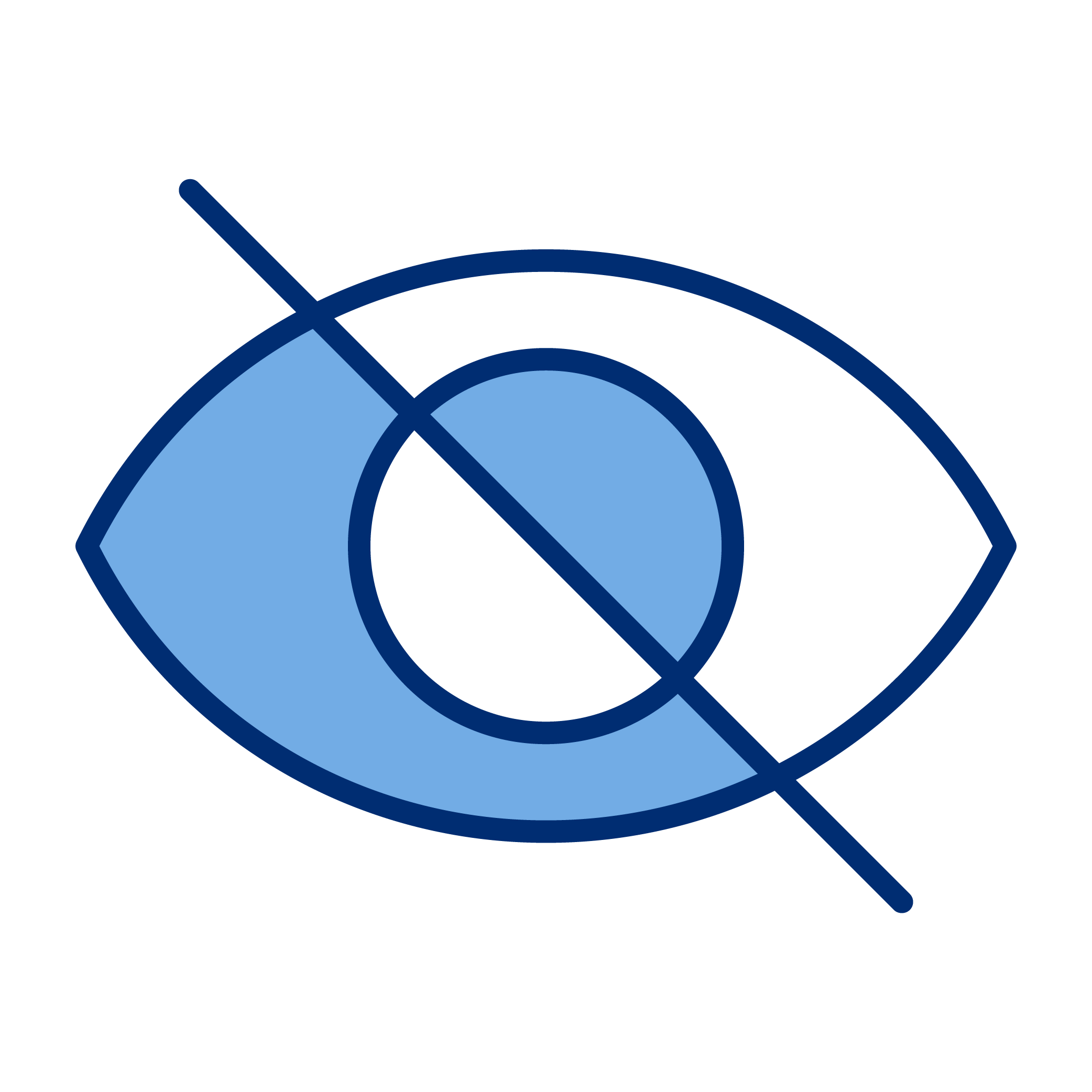 Blue and black logo of CBS, part of the eye-shaped symbol with a blue iris and a black pupil.
