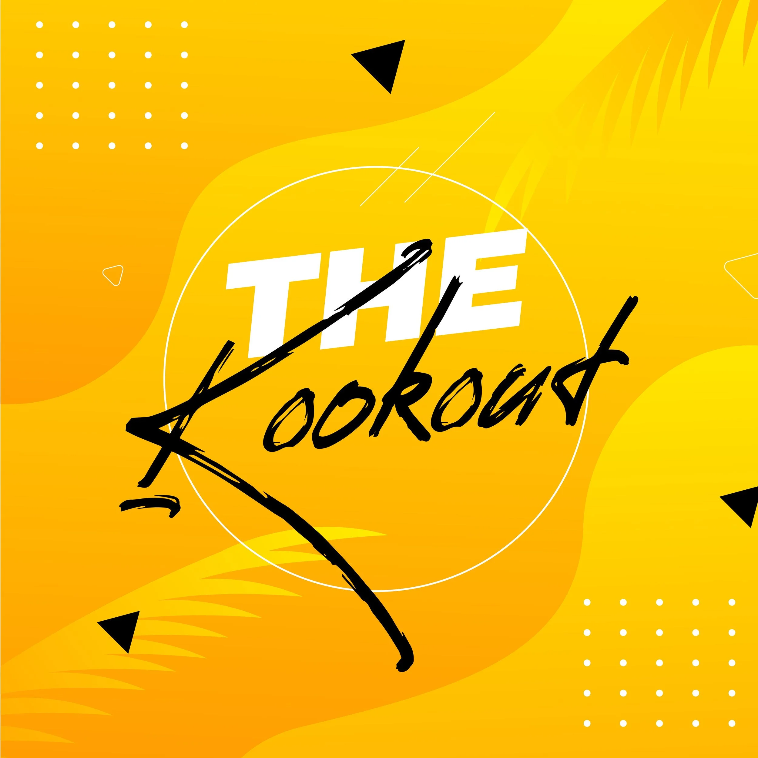 Graphic with yellow and orange abstract background and black brushstroke text that says "The Look".