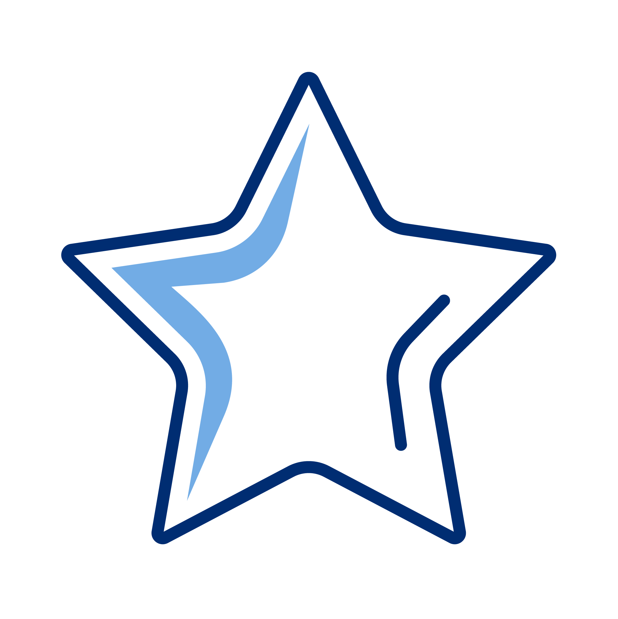 Blue and black outline star with a shiny light blue highlight on the left side.