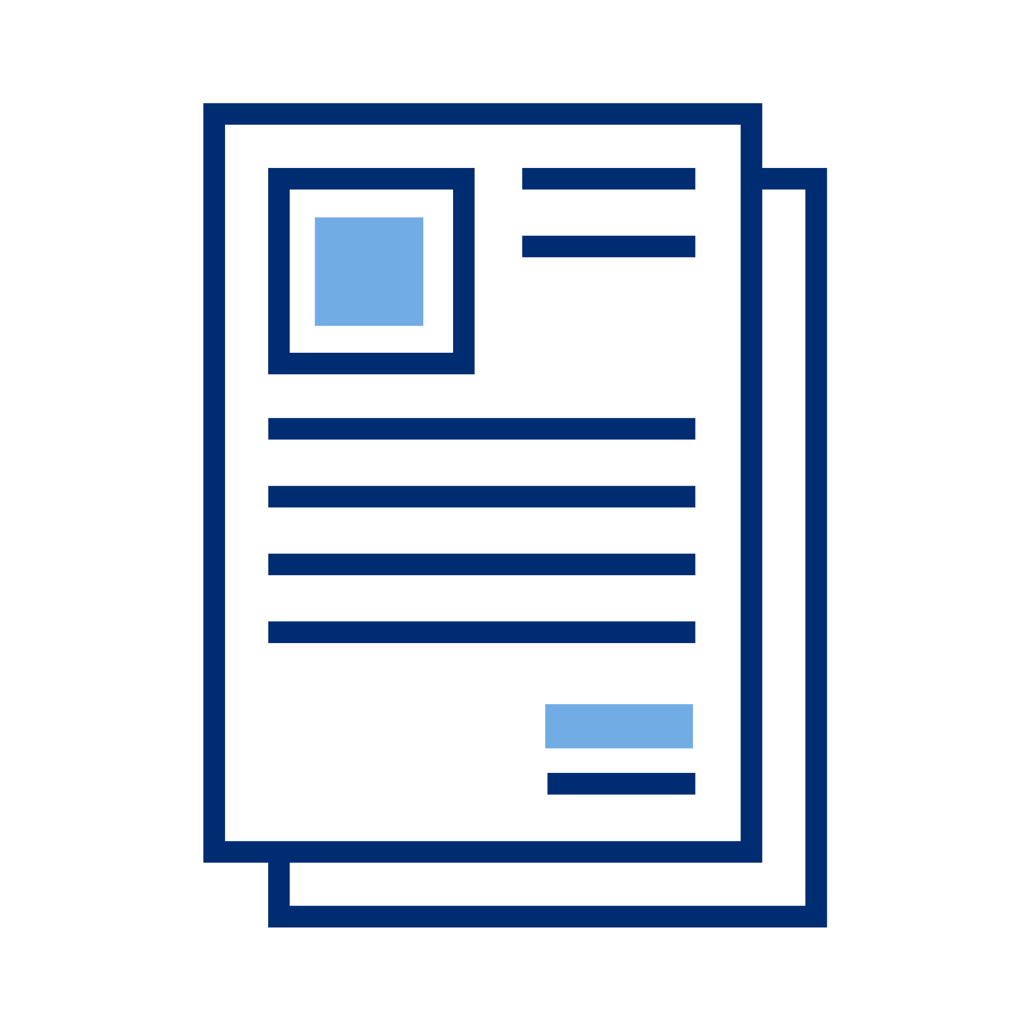 Outline of a document with a photo placeholder and several lines of text.