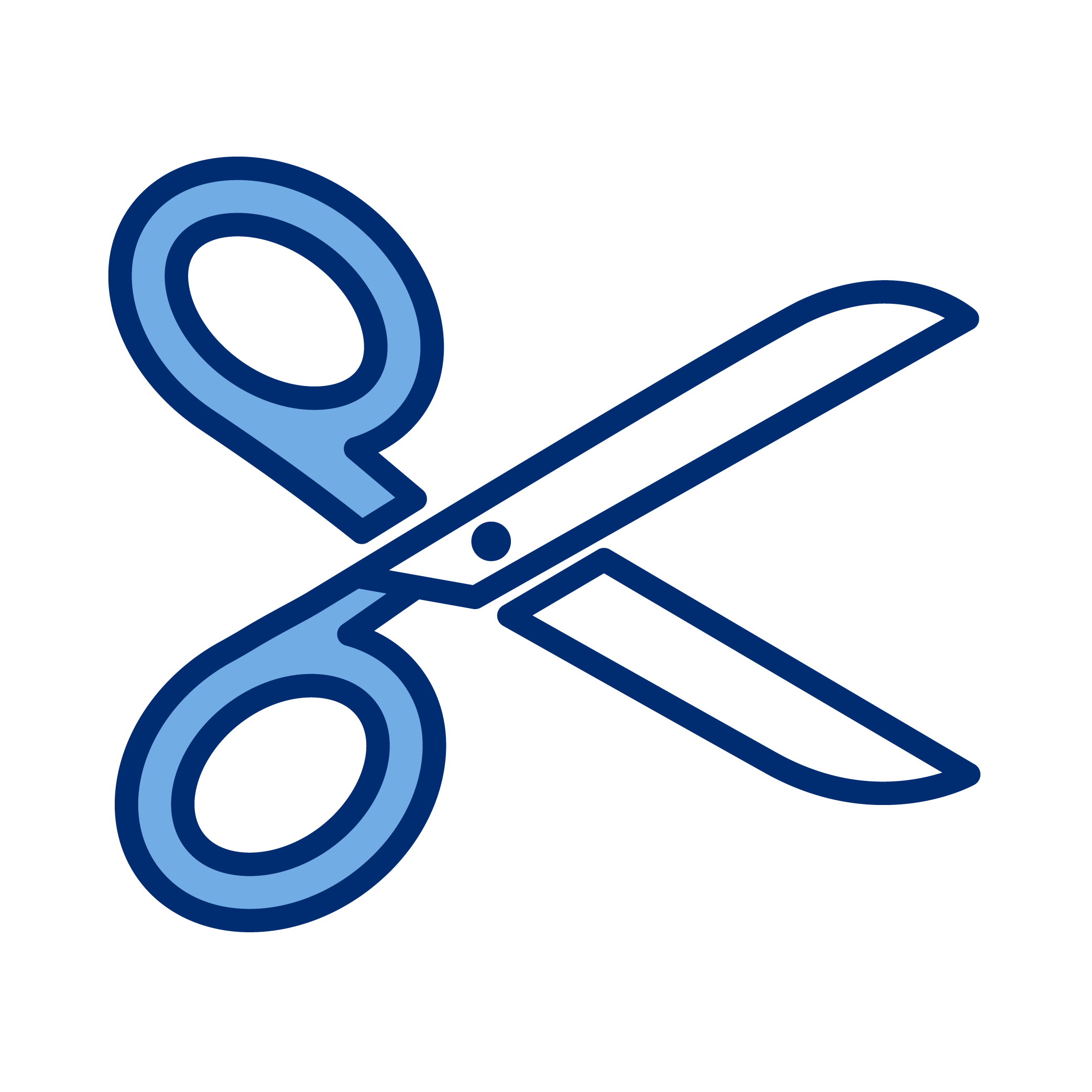 Icon of a pair of scissors, used for cutting.