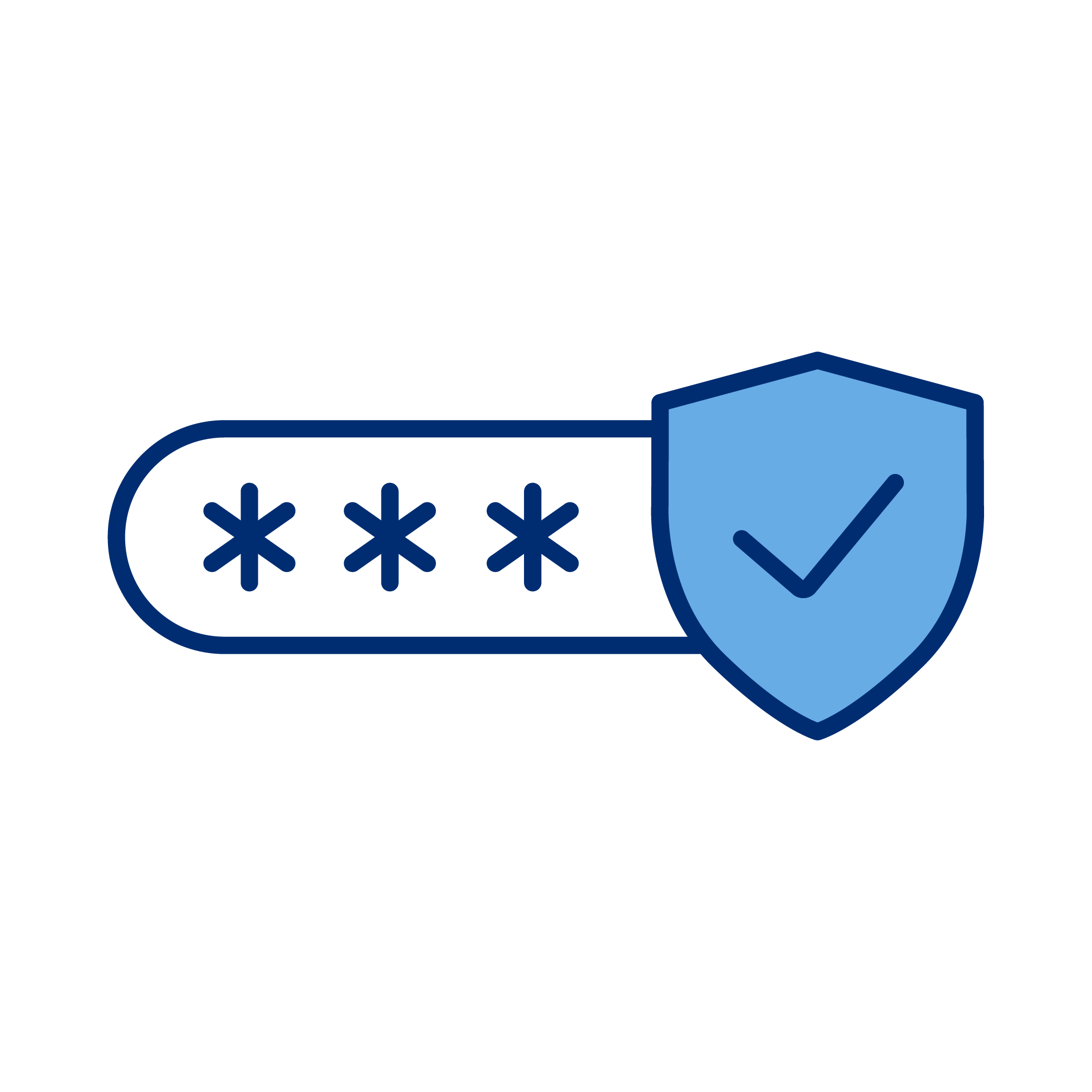 Password security icon with a shield and checkmark.