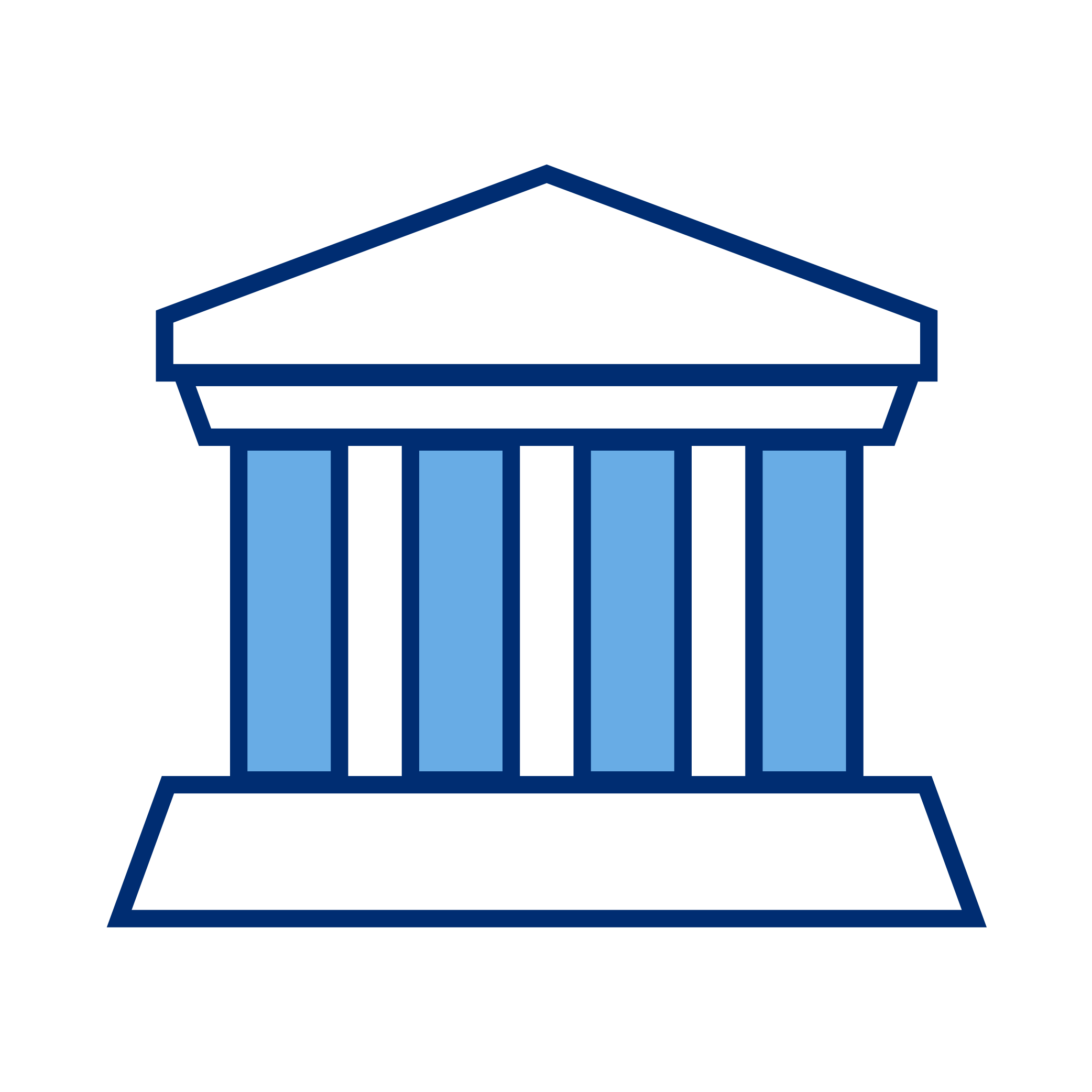 A simplified digital illustration of a classical government building, resembling a courthouse or museum, with columns and a triangular pediment.