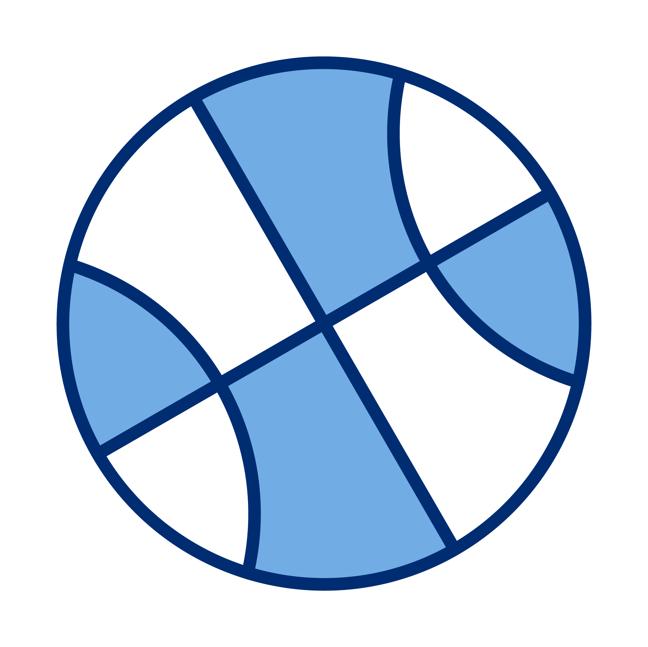 A pie chart divided into multiple segments with alternating light blue and black sections