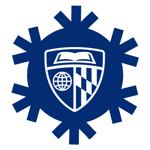 A logo featuring a shield with a book, a globe, and stylized columns, surrounded by a gear-like shape.