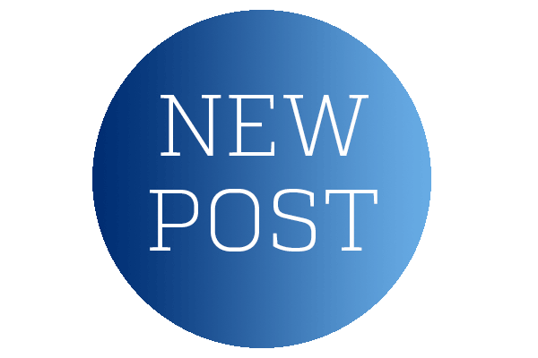 A blue circular button with the text "NEW POST" in white.