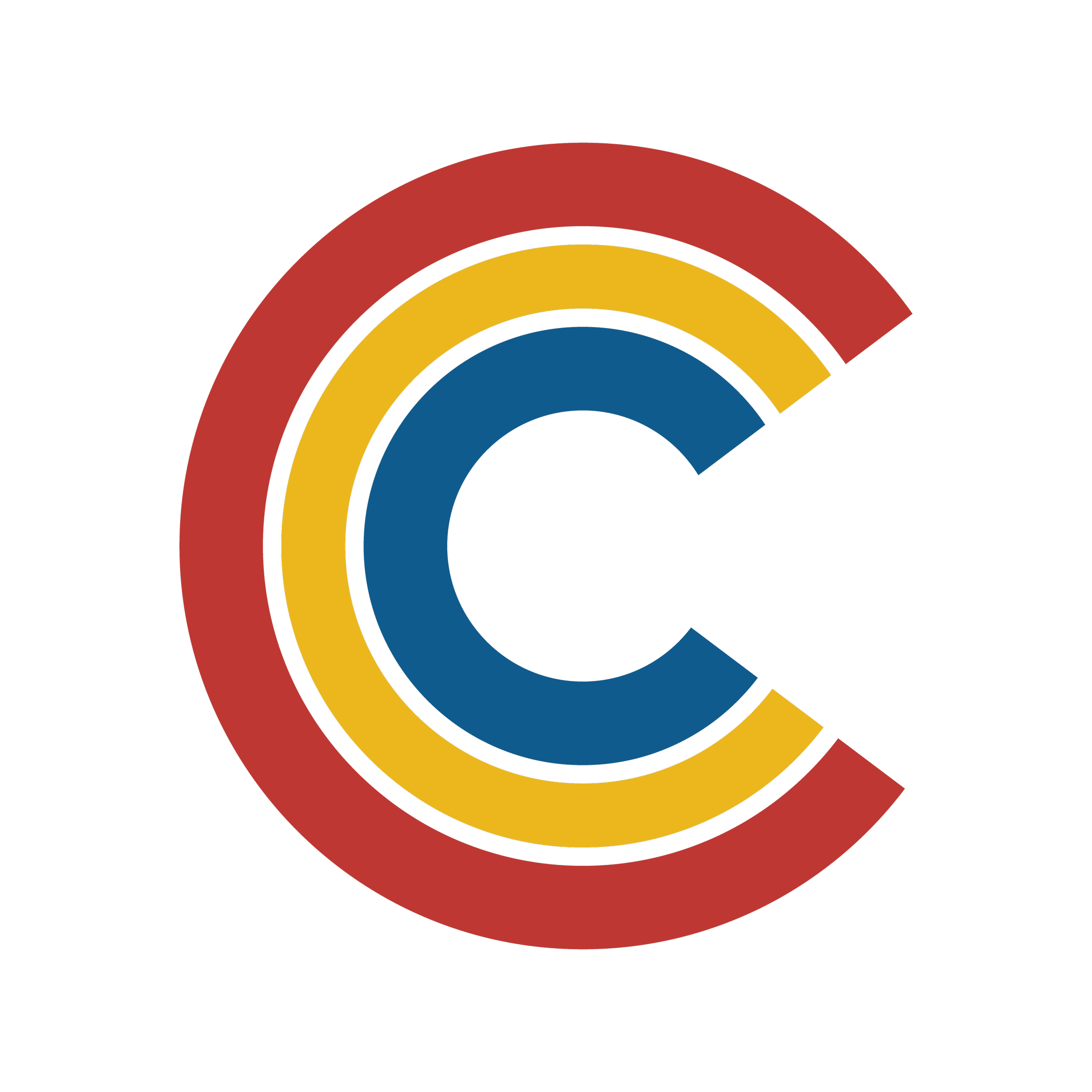 Colorful concentric circles with a black arrow pointing to the right against a black background.