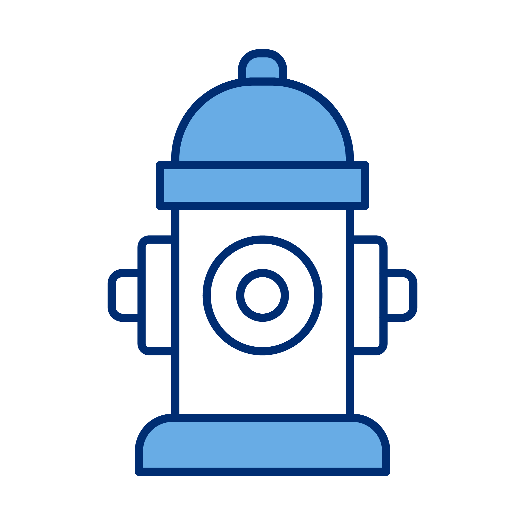 Outline illustration of a blue fire hydrant.