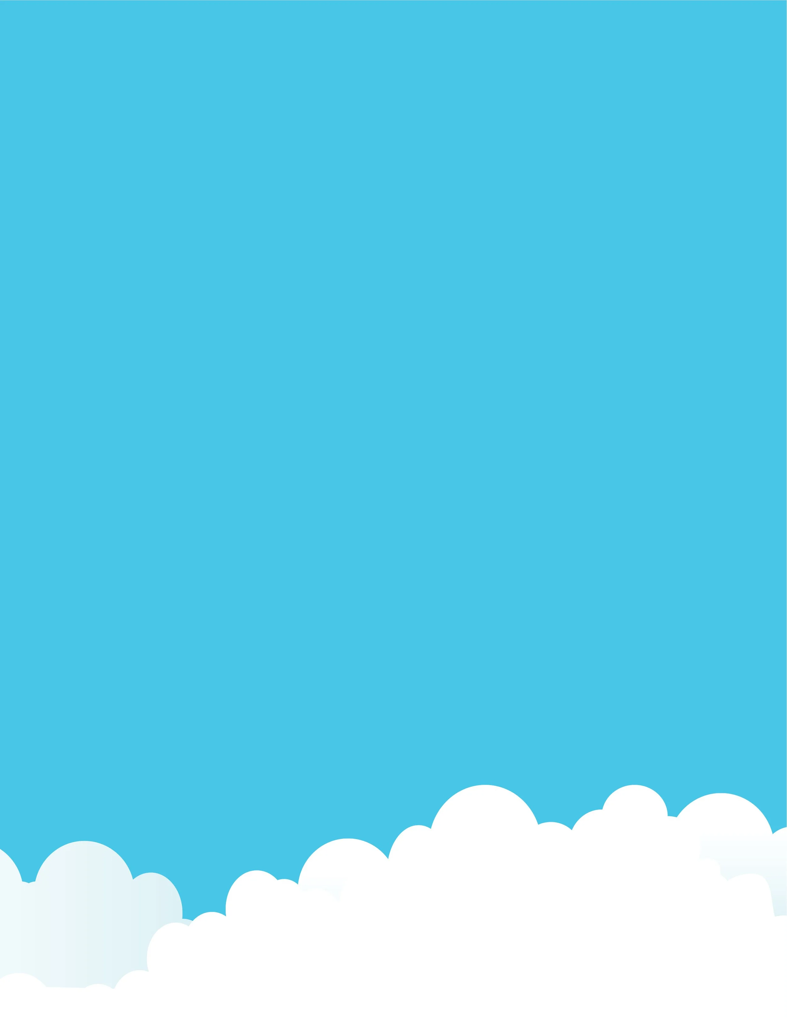 Blue sky with white clouds at the bottom of the image.